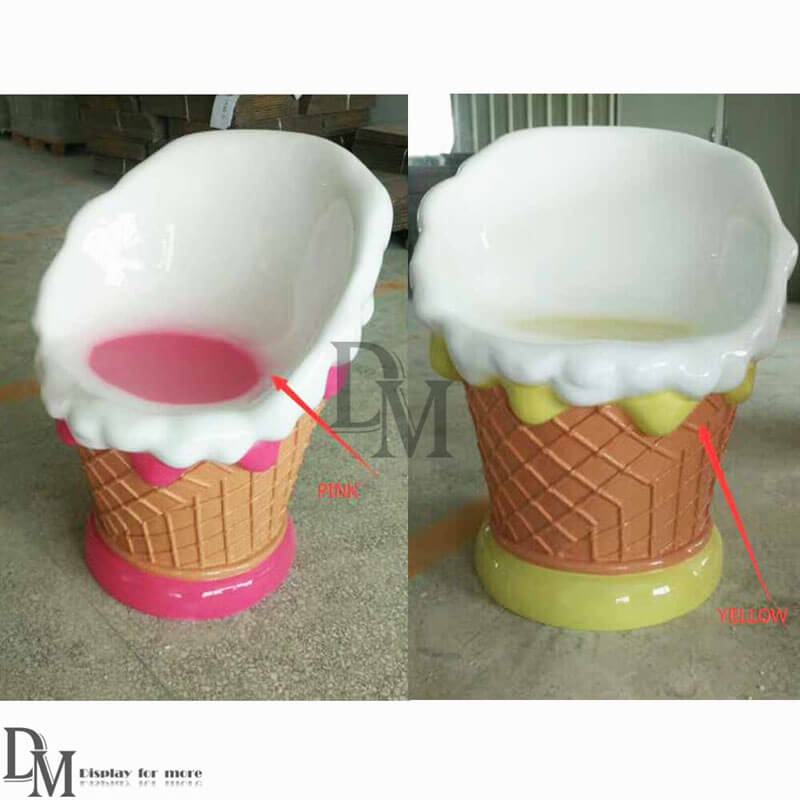 Large Fiberglass Ice Cream Cone Chairs for Display